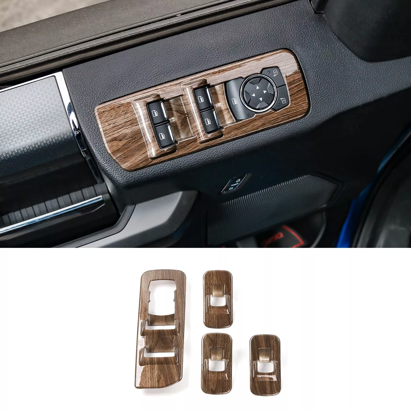 Voodonala Wood Grain Window Lift Panel Switch Covers for 2015-2018 Ford F150 Accessories
