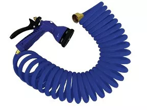 Whitecap Ind Blue Coiled Hose W/nozzle - 15' P-0440B