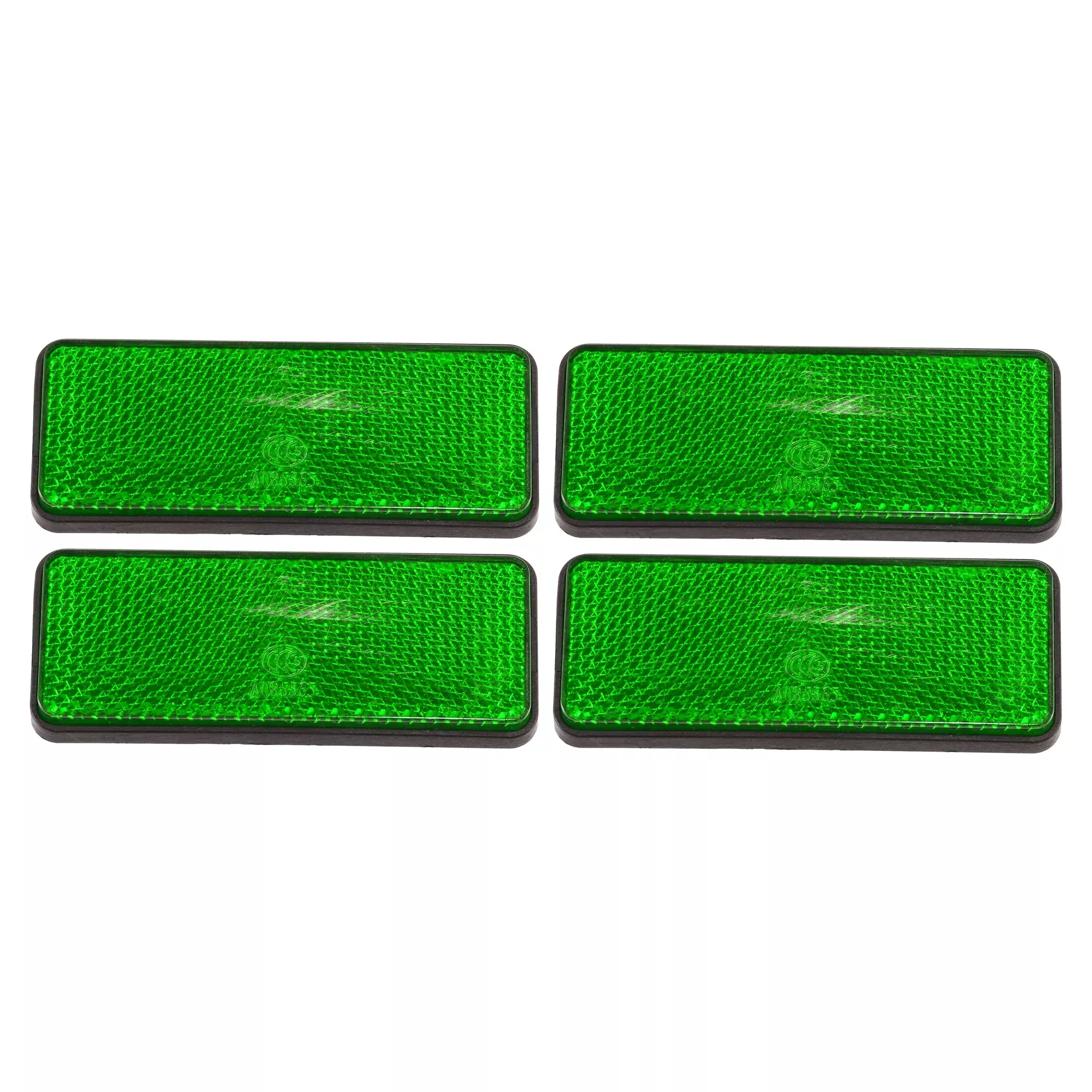 X Autohaux 4 Pcs 87X32Mm Green Plastic Universal Rectangular Reflective Warning Reflector With Adhesive Tape For Motorcycle Bike