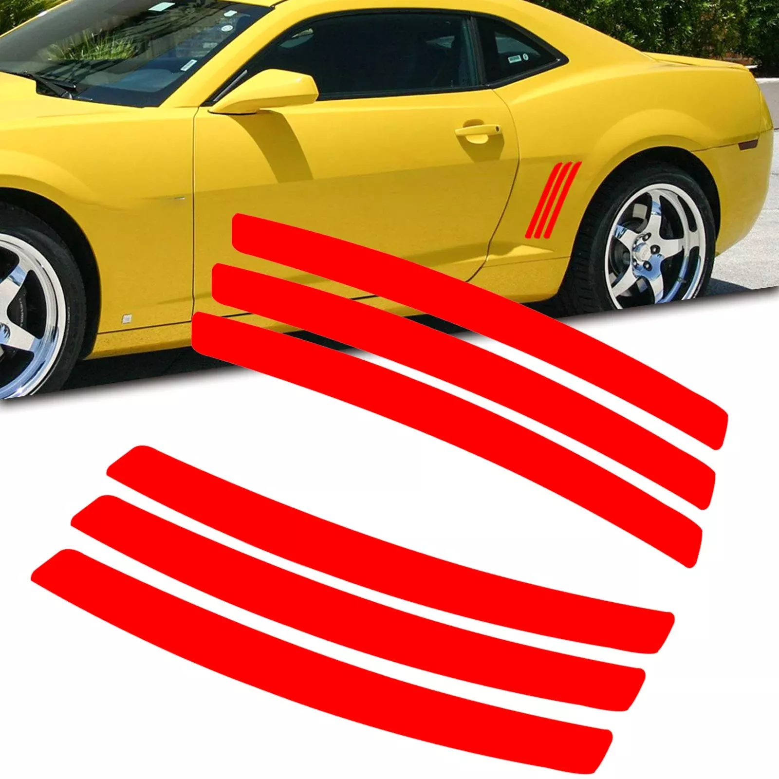 Xotic Tech Car Body Side Vent Insert Stripe Decal Vinyl Inlay Sticker for Chevrolet Camaro 2010-2015, Red