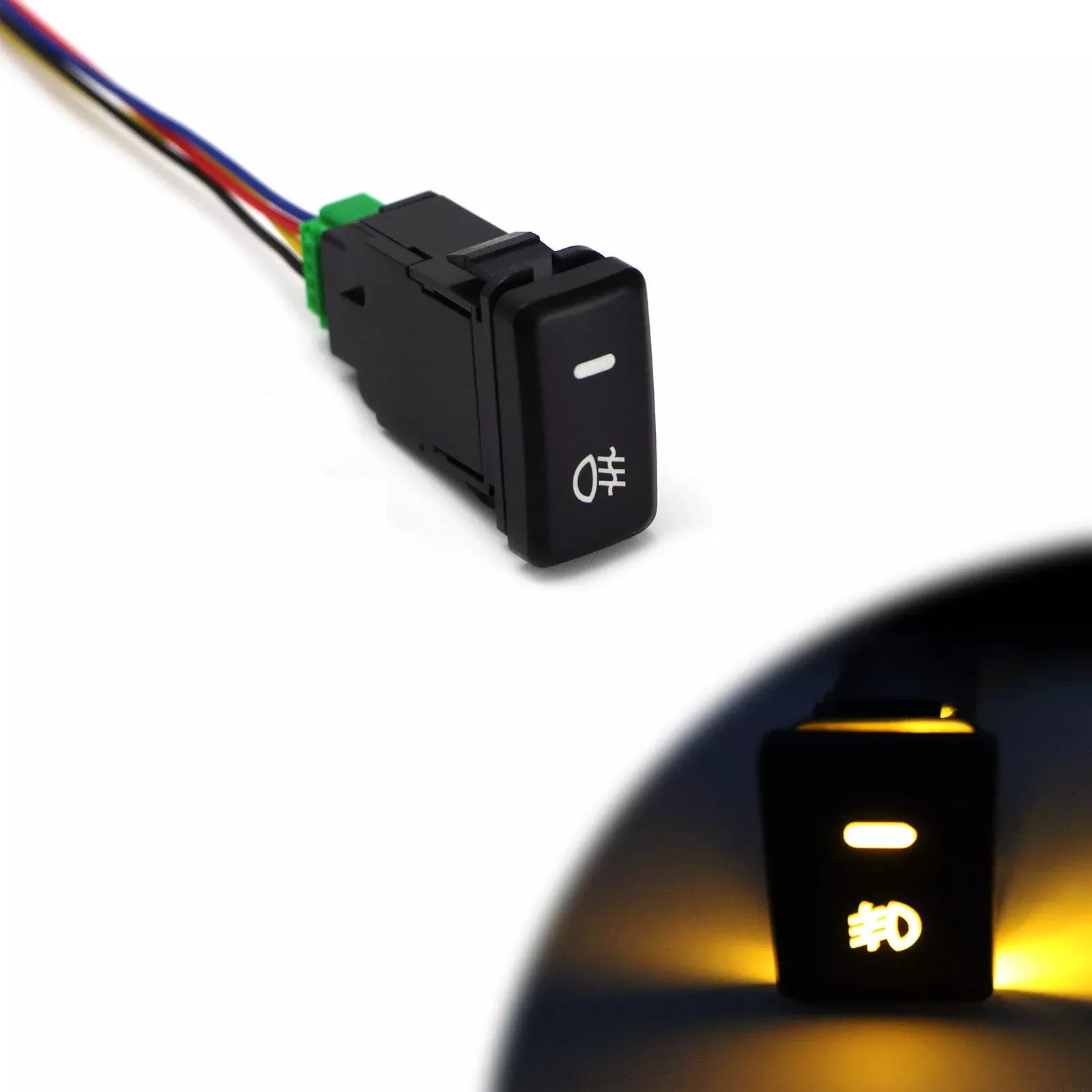Xotic Tech Factory Style 4-Pole 12V Push Button Switch W/Led Background Indicator Lights For Fog Lights, Drl, Led Light Bar, Etc Fit Standard Size (39 X 21 Mm)