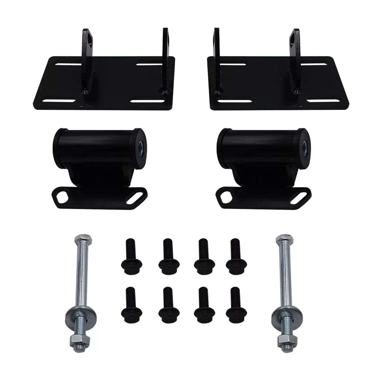 YHB Full Engine Mount Adapter Plates Urethane Kit for GMC Sonoma S15 & Chevrolet Blazer S10, Steel, Raw Silver, Model YHBOT00407