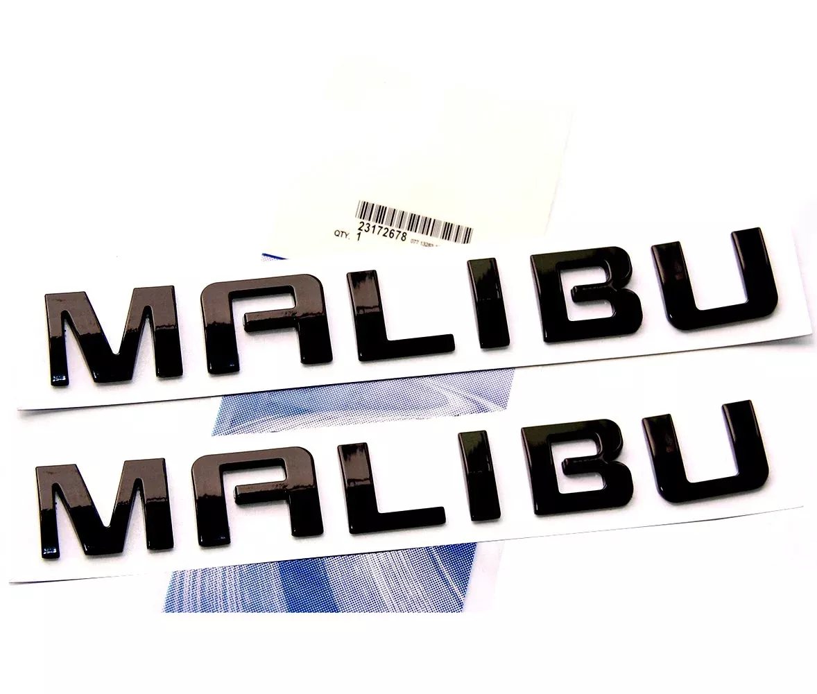 Yoaoo 2Pack Oem Black Malibu Nameplate Letter Emblem Badge Glossy Compatible With Malibu