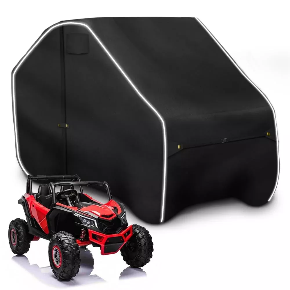 Zenicham Fade And Tear Resistant Utv Cover With Reflective Strips,600D Heavy-Duty Waterproof 2-3 Seater Side By Side Covers Fit For Polaris Rzr Yamaha Can-Am Honda Kawasaki (Black, 134Lx70Wx75H)